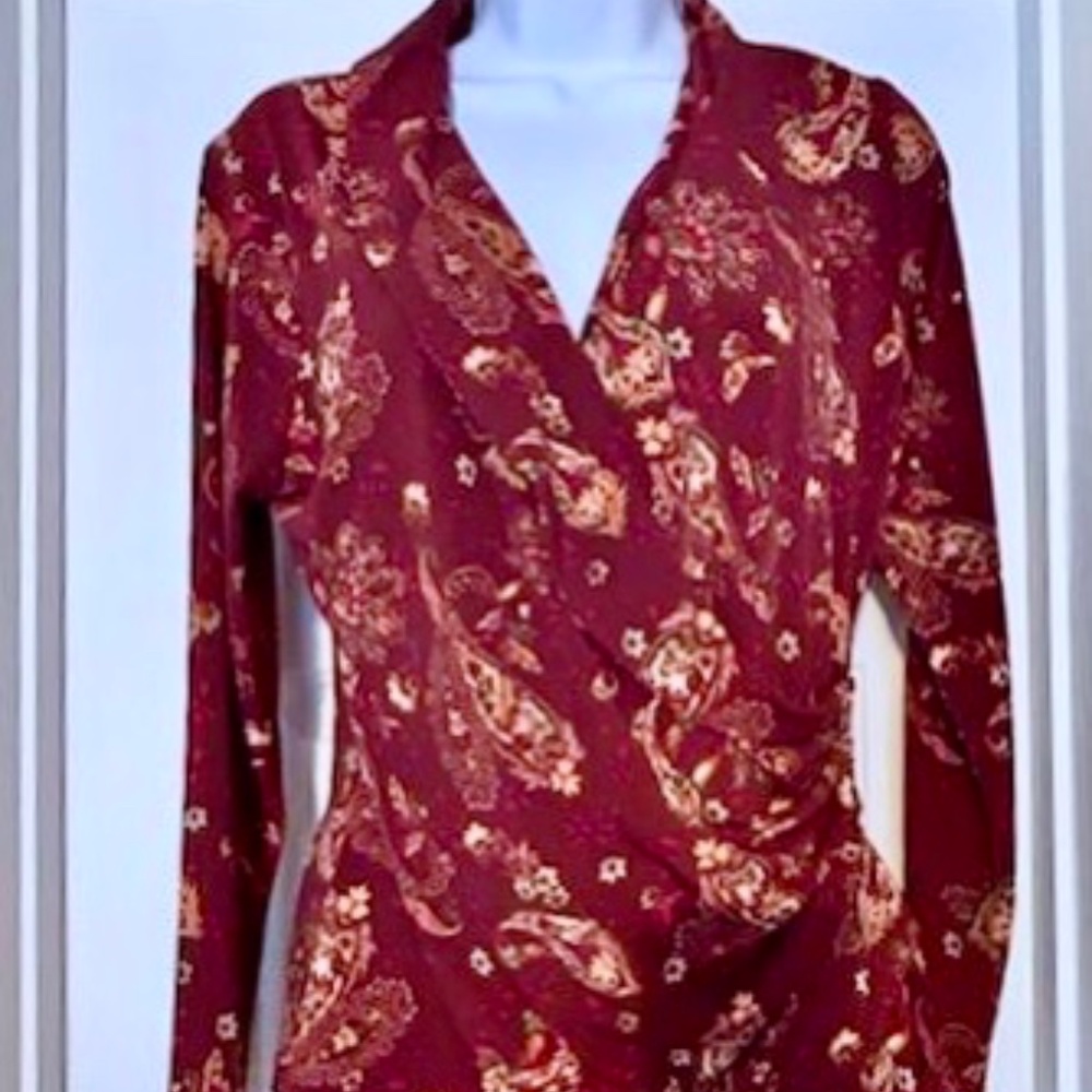 Tahari Wrap Front Ladies Blouse Sz M